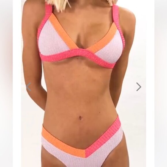 NWT OneOne Swimwear Hamptons Bikini Set Jesse Kameron Small New Shimmer Cheeky - Picture 11 of 16